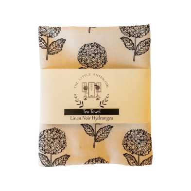 Linen Noir Hydrangea Tea Towel